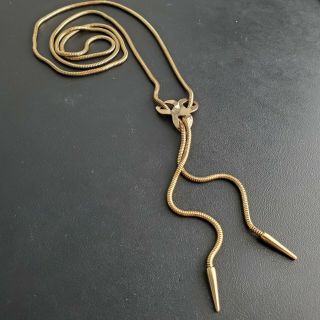 Signed Sarah Coventry Vintage Retro Gold Tone Lariat Snake Chain Necklace S137