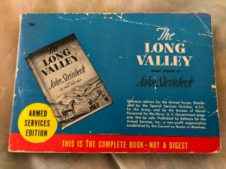 Armed Services Edition The Long Valley By John Steinbeck 794 Softcover 1938