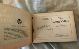 ARMED SERVICES EDITION The Long Valley By John Steinbeck 794 Softcover 1938 4