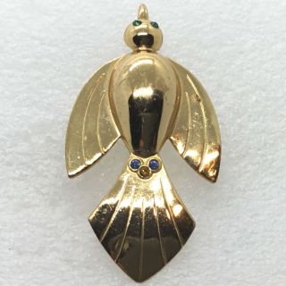Signed Coro Vintage Bird In Flight Brooch Pin Rhinestone Costume Jewelry