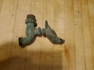 Vintage Brass / Bronze Quail Outdoor Water Faucet Hose Spigot Spicket Tap