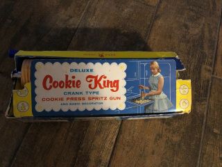 Vintage Deluxe Cookie King Crank Type Cookie Press Spritz Gun W/tips