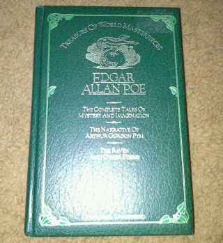 Edgar Allan Poe Treasury Of Worldmasterpieces4th Print Leather Bound 1982 Raven