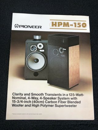 Pioneer Hpm 150 Speaker Brochure As Pictured