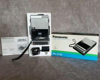 Panasonic Portable Cassette Tape Recorder Rq - 2736 W/ Instructions,  Cord