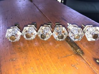 (6) Vintage Clear Glass Knobs Door Cabinet Drawer 1” 6 Pointed