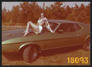 Sexy Girl In Mini Shorts,  Legs,  Ford Mustang Mach 1,  Vintage Photograph,  1970’s