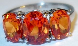 Vintage Bbj Designer Signed Sterling Silver Mexican Fire Opal Ring Size 7 L 3