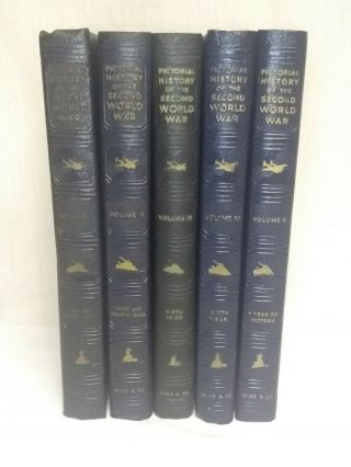 1944 - 1946 Pictorial History Of The Second World War Volumes 1 - 5 Set
