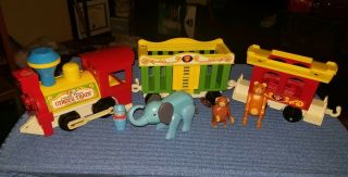 Vintage Fisher - Price Circus Train With 3 Animals & Conductor