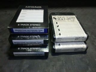 Three (3) Magnatone And Two (2) Other Blank 8 Track Recording Tapes.
