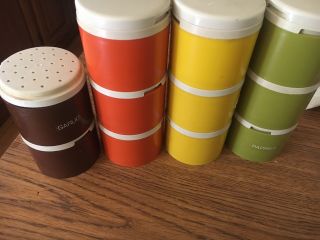 Vtg Tupperware Spice Tower Harvest Colors Stackable Shakers Set Of 4 Lids Retro