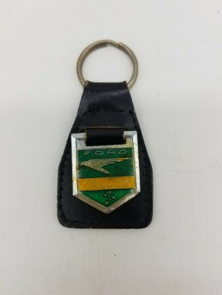 Vintage Ford Falcon Key Ring 1970s Ford Leather Key Ring Fob.  Approx 7cm X 3.  5cm