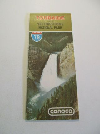 Vintage 1979 Conoco Touraide Road Map Of Yellowstone National Park Box P
