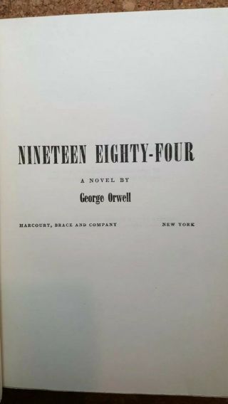 NINETEEN EIGHTY - FOUR Harcourt Brace York Kingsport Press George Orwell HB 5