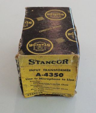 Nos Nib Vintage Stancor A4350 Mic/line Transformer For Tube Amplifiers