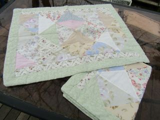 Vintage Keeco Country Chic Patchwork Standard Size Pillow Sham Pair Euc