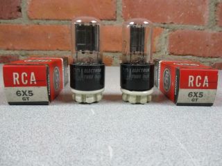 6x5gt Rca 2 Vacuum Tubes D Getter Gray Plate Code Matched Pair Nos Nib