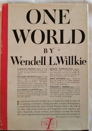 One World By Wendell L Willkie,  Signed
