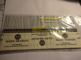 50pcs Allen Bradley 100 Ohm - 1/2w - 10 Carbon Comp.  Resistor