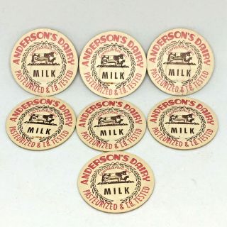 7 Vintage Milk Bottle Caps Anderson 