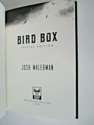 JOSH MALERMAN – BIRD BOX Signed and Numbered Ltd Ed Dark Regions Press 56/500 8