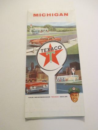 Vintage 1962 Texaco Michigan Oil Gas Service Station Road Map