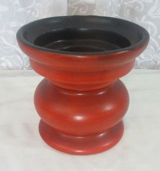 Vintage Royal Haeger Red Black Candle Holder Made In Usa 4 1/4 " X 4 1/2 " Usa