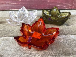 Vintage Marquis By Waterford Lead Crystal Maple Leaf Dishes,  Set Of 3,  Germany