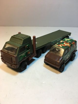 Vintage 1981 Tonka The Tough Ones Army Truck Trailer And Van Camo Sandbox Play