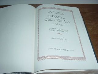 The Iliad.  Homer.  Fitzgerald (translator).  Oxford/ Franklin Library.  1/4 Leather 3