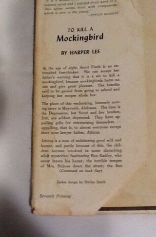 To Kill a Mockingbird by Harper Lee - 1960 - 1st edition - 7th Printing 5
