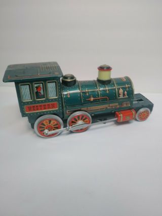 Vintage Tin Trade Mark Modern Toys Western Train Engine Locomotive Made in Japan 2