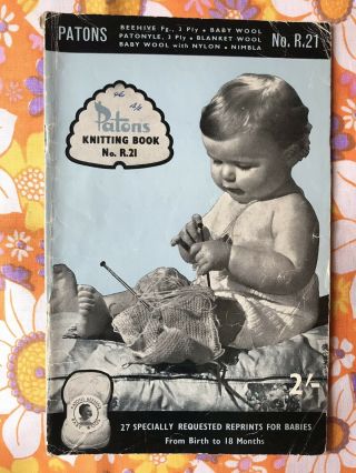 Patons No.  R.  21 Knitting Pattern Book Vintage 1960s 1950s Baby