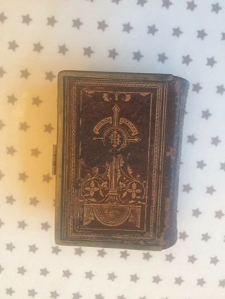 Antique Leather Bound Gilt Edged Page Church Service Book.  1868