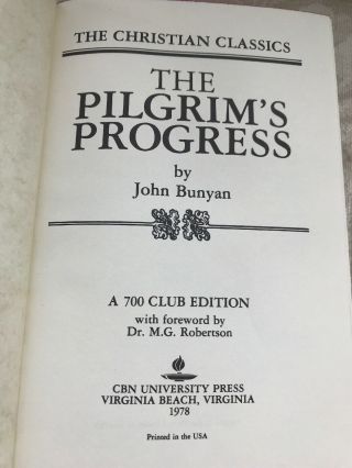 1978 - The Pilgrim ' s Progress (The Christian Classics Series),  700 Club Edition 3