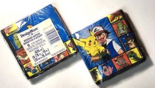 32 Pokemon Party Napkins 10x10 " Ash Pikachu Jigglypuff Lickitung Vintage