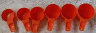 Vintage Tupperware Set Of 6 Orange Measuring Cups Collectible
