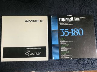 Pair Ampex And Maxell Empty 10 1/2 " Reel To Reel Tape Boxes.