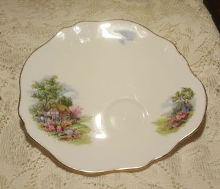 Vintage Royal Vale Bone China " The Mill Country Cottage " Tennis Plate.  No Cup