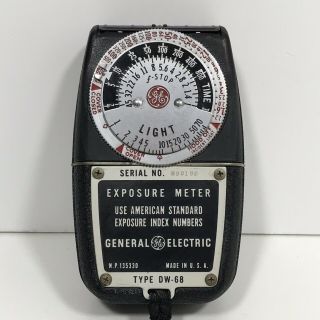Vintage Ge General Electric Exposure Light Meter Type Dw - 68 Usa Made
