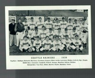 1939 Seattle Rainiers Baseball Team Photo Pacific Coast League Pcl Vintage