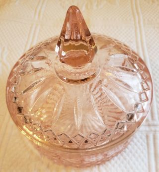 Vintage Mid Century Indiana Pink Princess Glass Candy Dish with Lid 60 ' s Retro 2