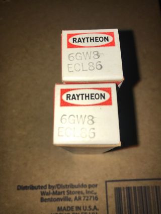Raytheon 2 Matching 6gw8 Ecl 86 Vacuum Tube Nos
