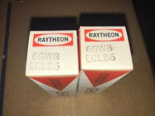 Raytheon 2 Matching 6GW8 ECL 86 Vacuum Tube NOS 2