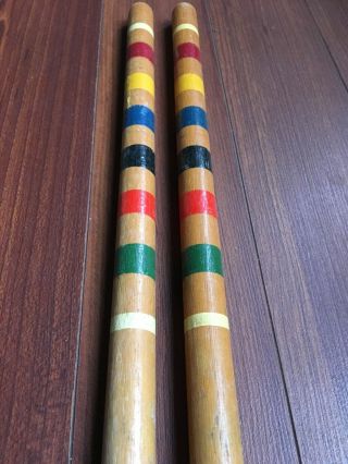 Vintage Croquet End Sticks Wood Stakes 2