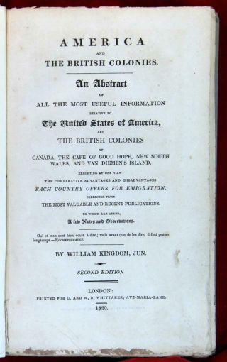 William Kingdom America And The British Colonies 1820 Second Edition Uncut Res.