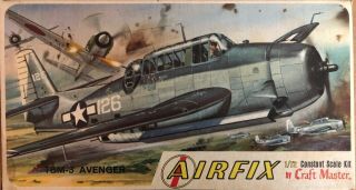 Vintage Airfix 1301 - 70 Tbm - 3 Avenger Wwii Us Torpedo Bomber 1:72 Scale