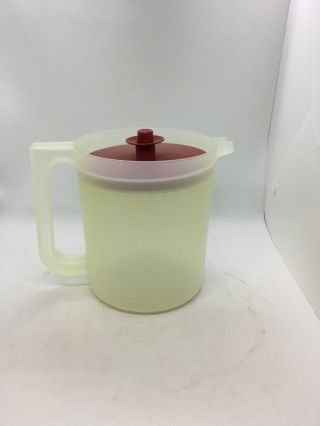 Vintage Tupperware Sheer 1.  5 Qt Go Between Pitcher 1575 With Red Lid