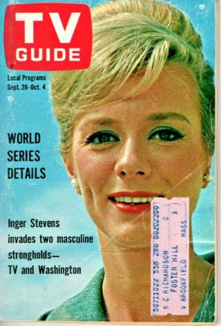 Vintage - Tv Guide Sept 28th 1963 - Inger Stevens - Cover Exc